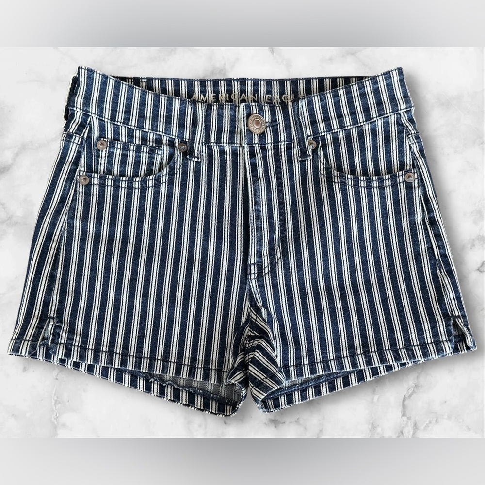 American Eagle Outfitters Striped Denim Shorts, Size 0, Like New